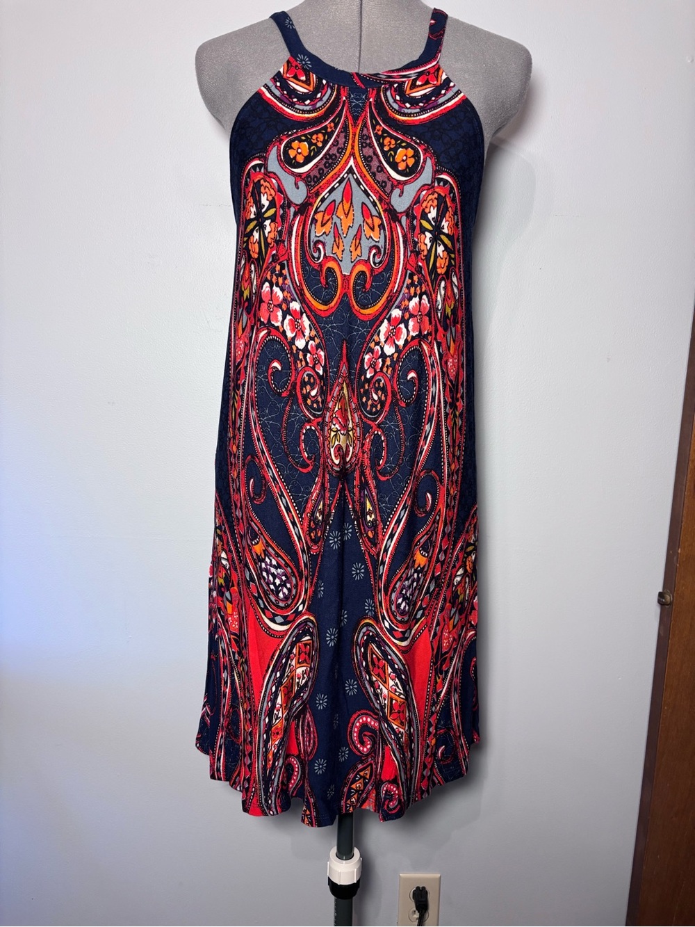 Lascana Navy and Red Paisley Halter Maxi Dress - XS
